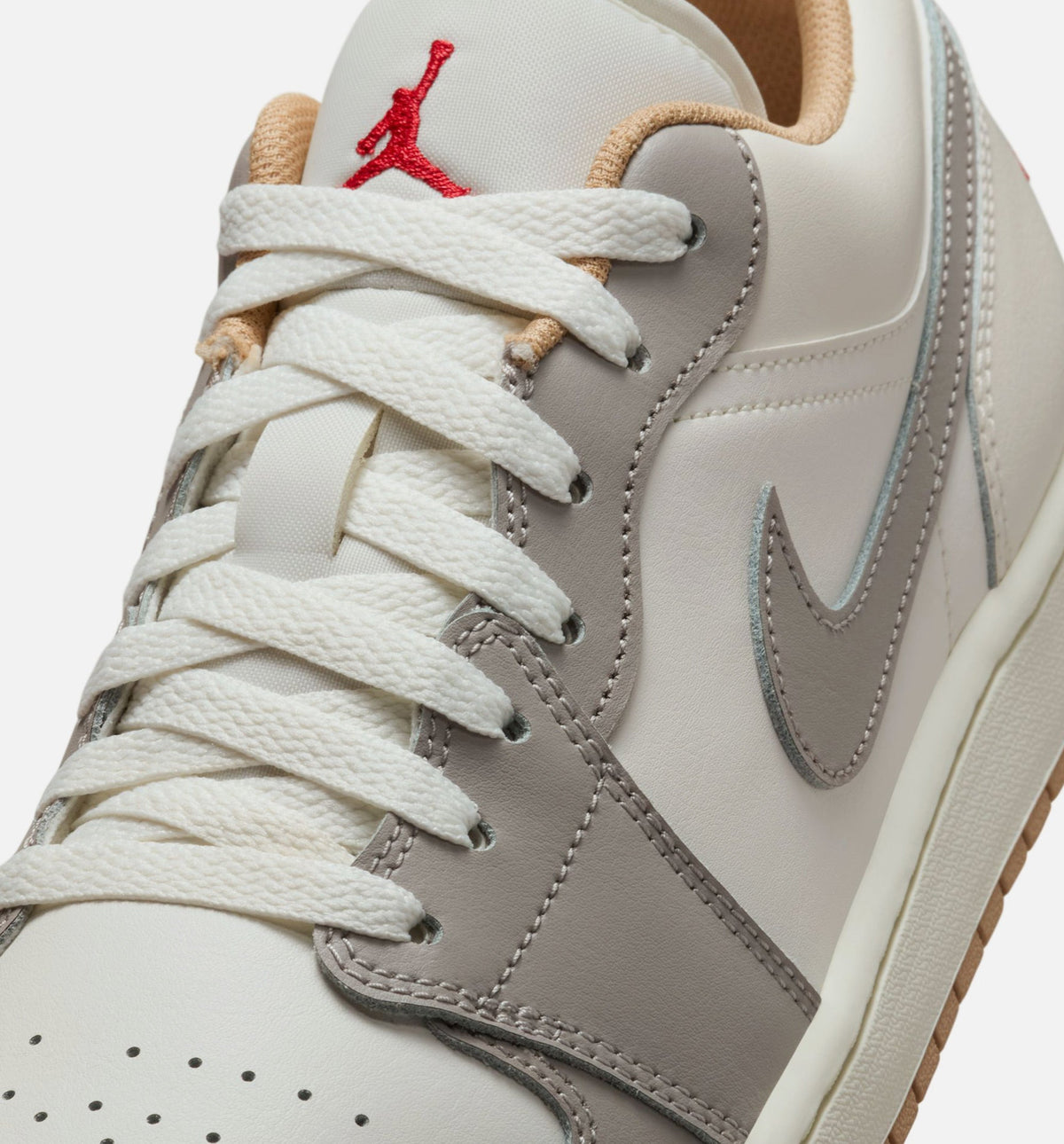 Air Jordan 1 Low Mens Lifestyle Shoe - Sail/Fire Red/College Grey/Hemp