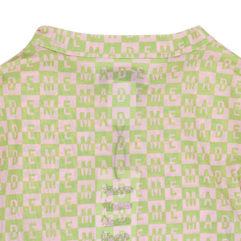CHECKERED LOGO MESH LONG SLEEVE PINK/GREEN TOP