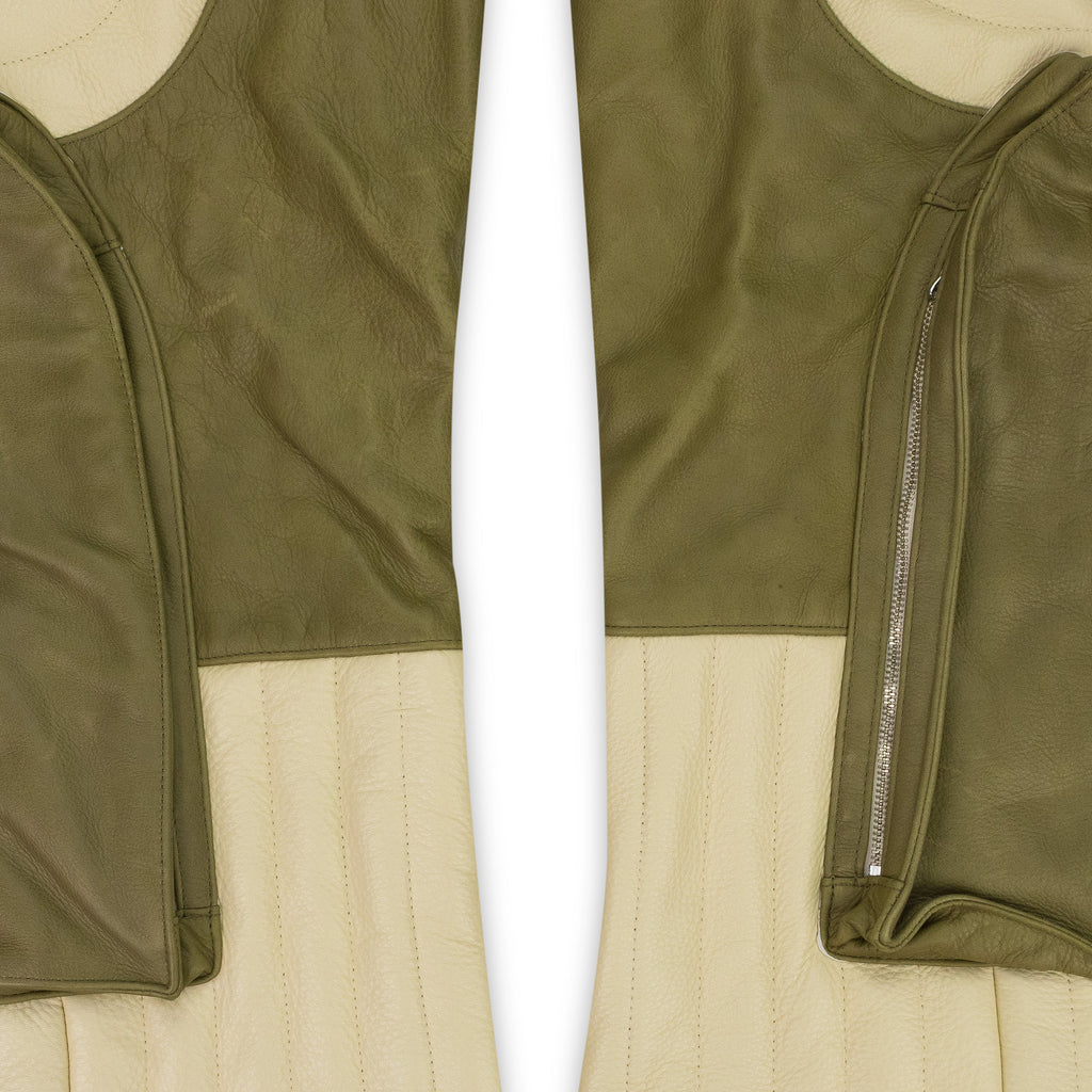 TAN RAISED WINDOW (LEATHER) PANTS