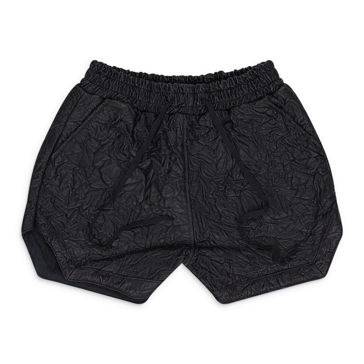 BLACK CRINKLED TAILORED SHORTS