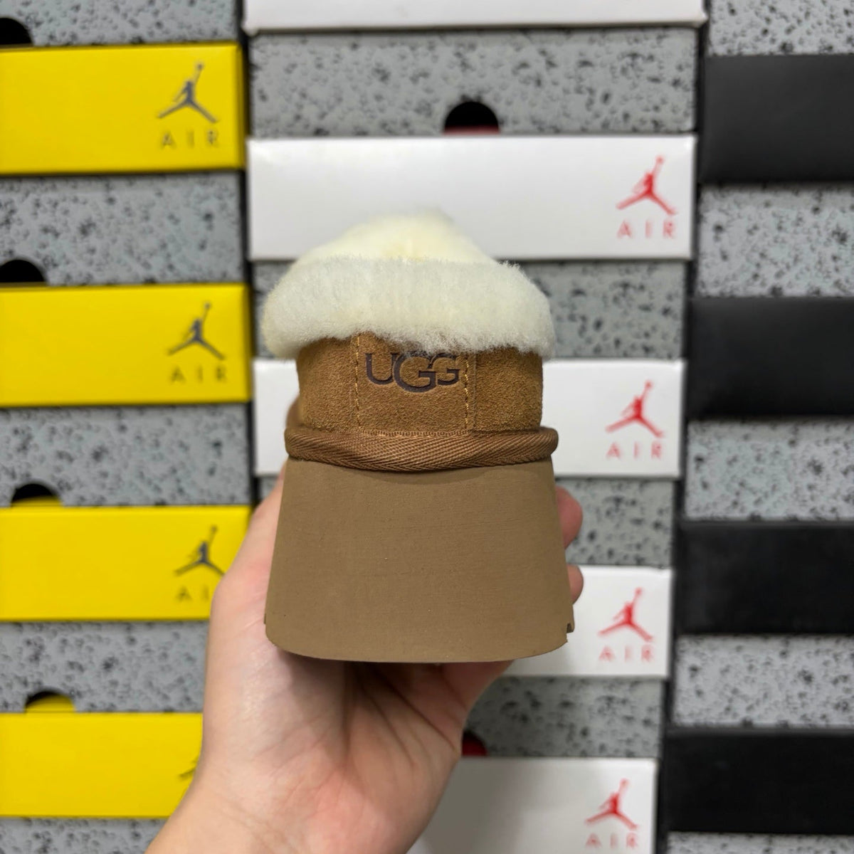 UGG Funkette Platform Clog – Women's Sherpa-Collar Suede Mule in Chestnut