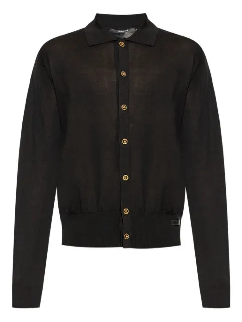 Versace silk-cotton knit polo cardigan