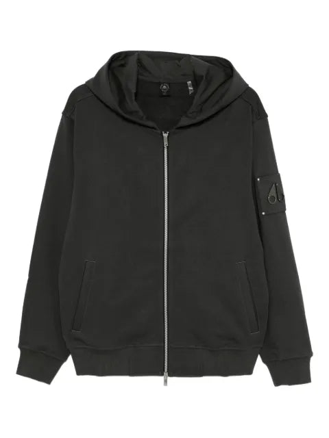 Moose Knuckles logo-plaque cotton hoodie