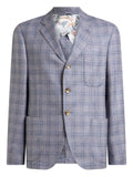 ETRO single-breasted silk and wool mouliné jacket with check motif