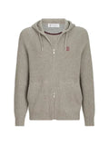 Brunello Cucinelli cashmere English Rib hoodie with logo and zipper