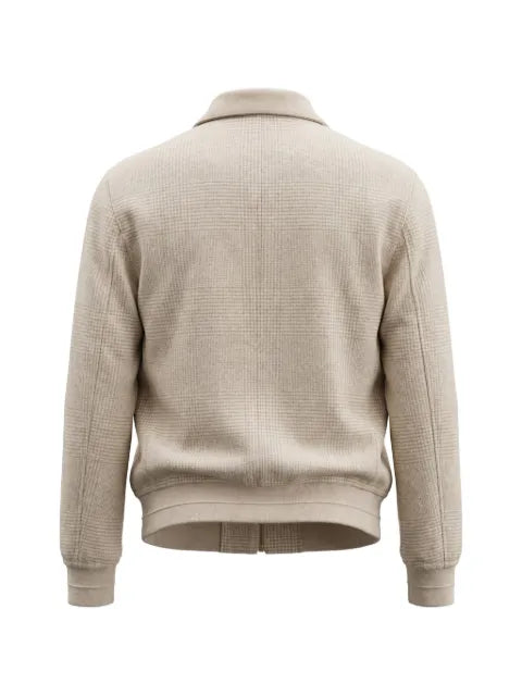 Brunello Cucinelli hand-crafted reversible bomber jacket in cashmere Prince of Wales flannel