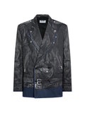 Moschino printed double-breasted cotton drill jacket