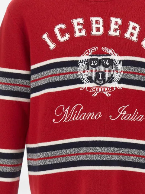 Iceberg embroidered striped wool sweater