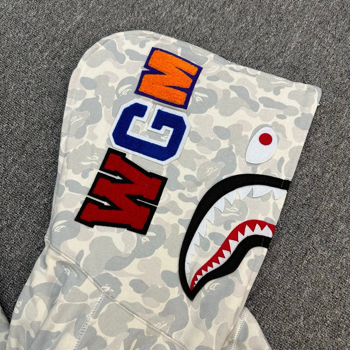 BAPE FW24 Ice Grey ABC Camo Shark Full-Zip Hoodie - Harajuku PACK Limited