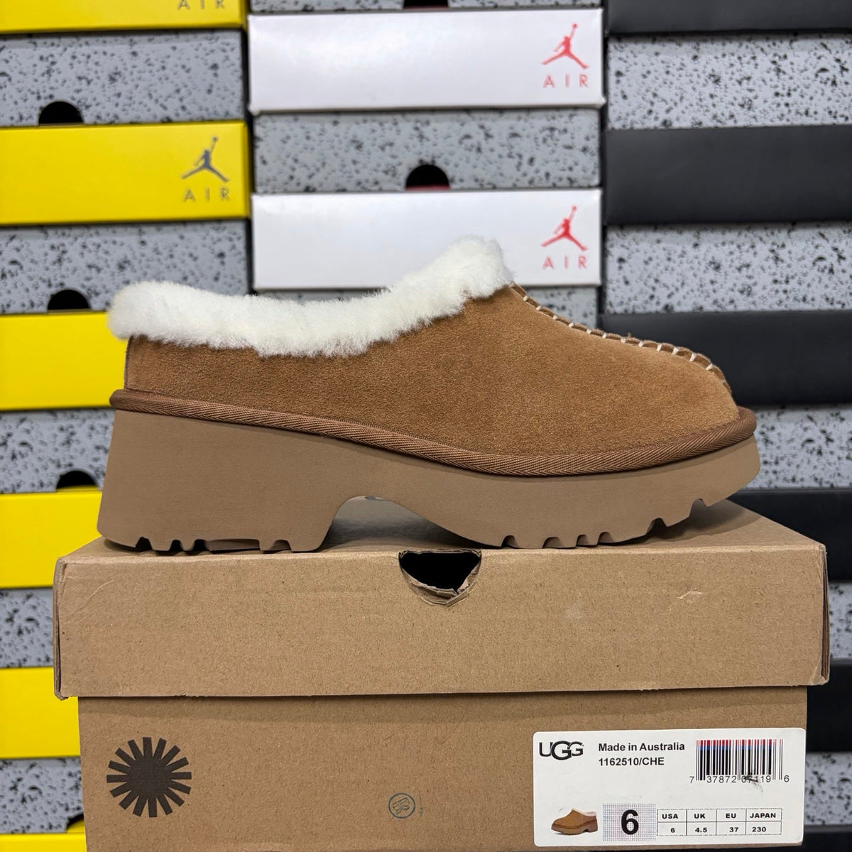 UGG Funkette Platform Clog – Women's Sherpa-Collar Suede Mule in Chestnut