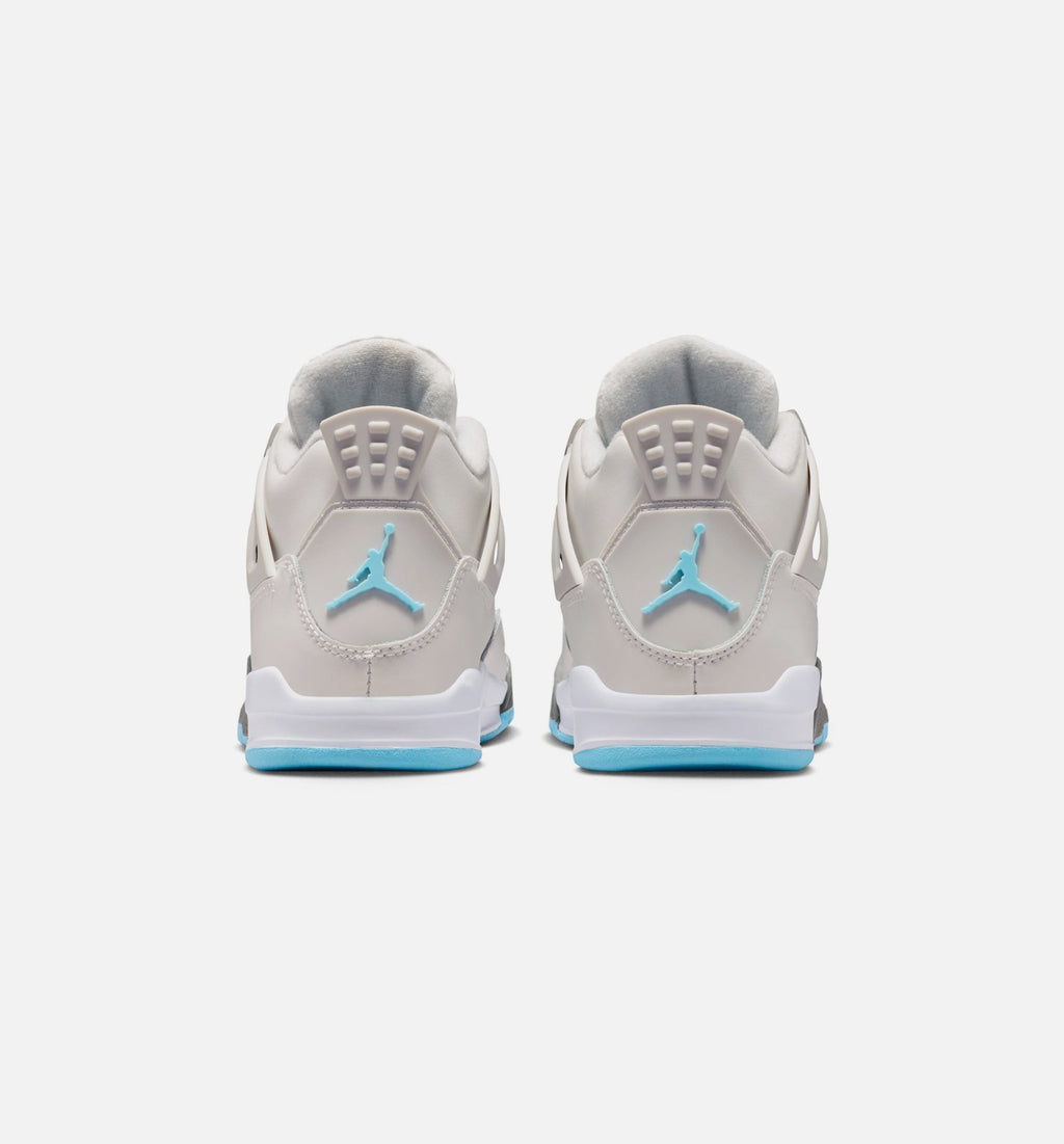 Air Jordan 4 Retro Blue Chill Preschool Lifestyle Shoes - Photon Dust/Blue Chill/Flat Pewter/White/Blue Tint