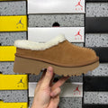 UGG Funkette Platform Clog – Women's Sherpa-Collar Suede Mule in Chestnut