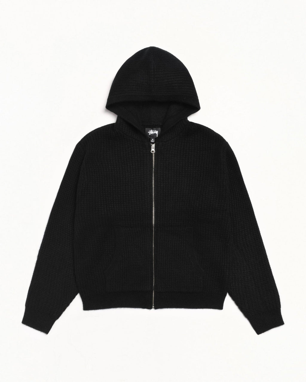 WAFFLE CASHMERE ZIP HOOD SWEATER