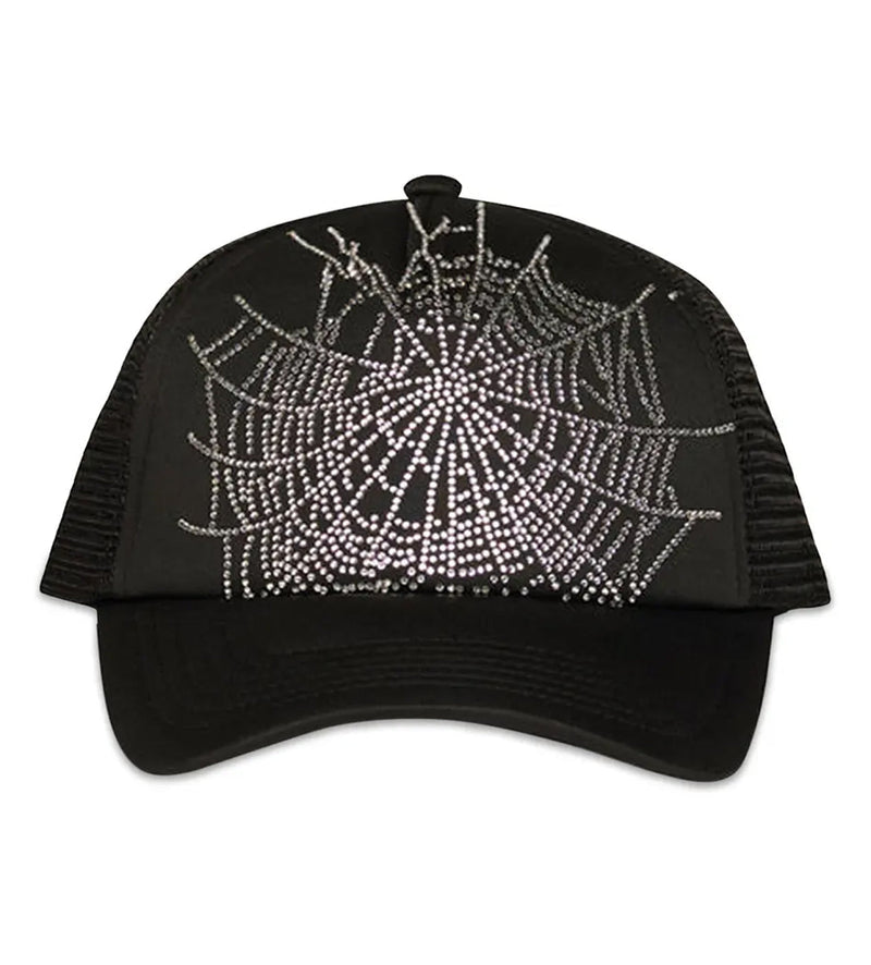 Sp5der Rhinestone Web Hat Black