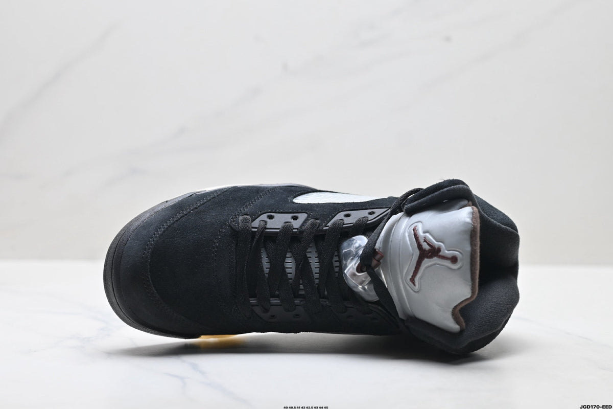 Air Jordan 5 Retro Triple Black Red Accent Sneakers