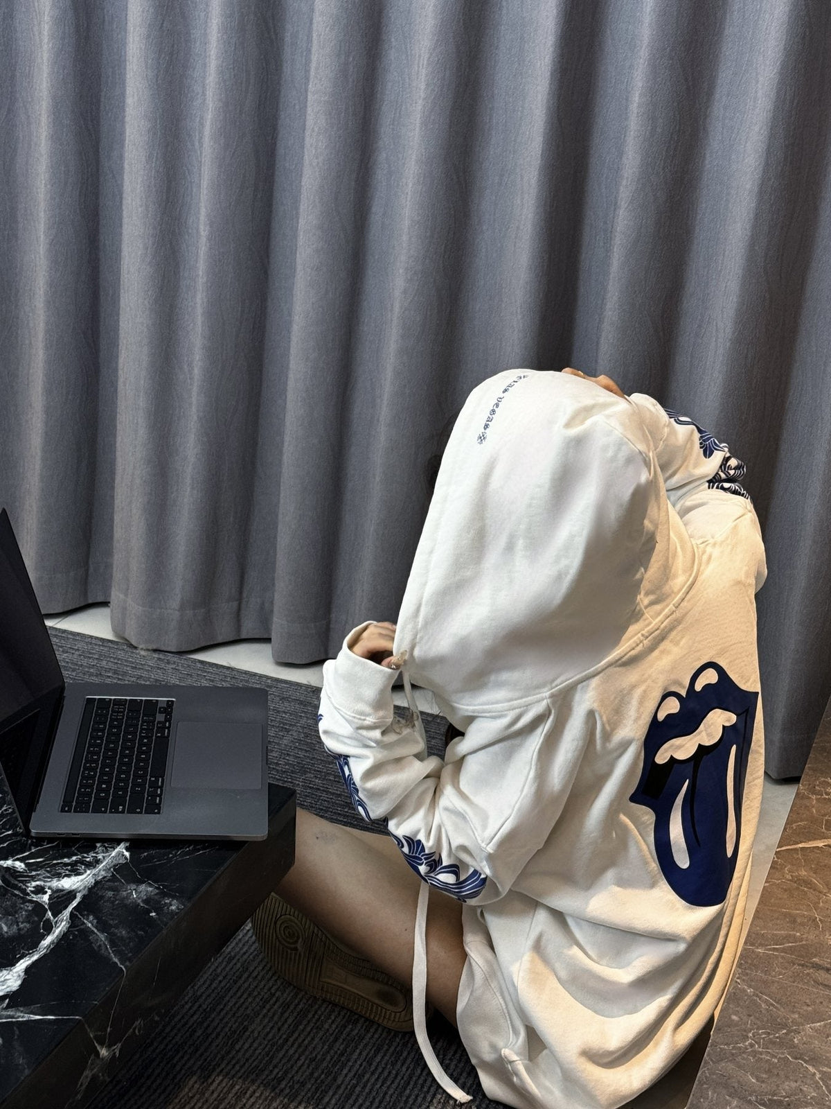 Chrome Hearts Blue Sleeve Graphic Zip Hoodie