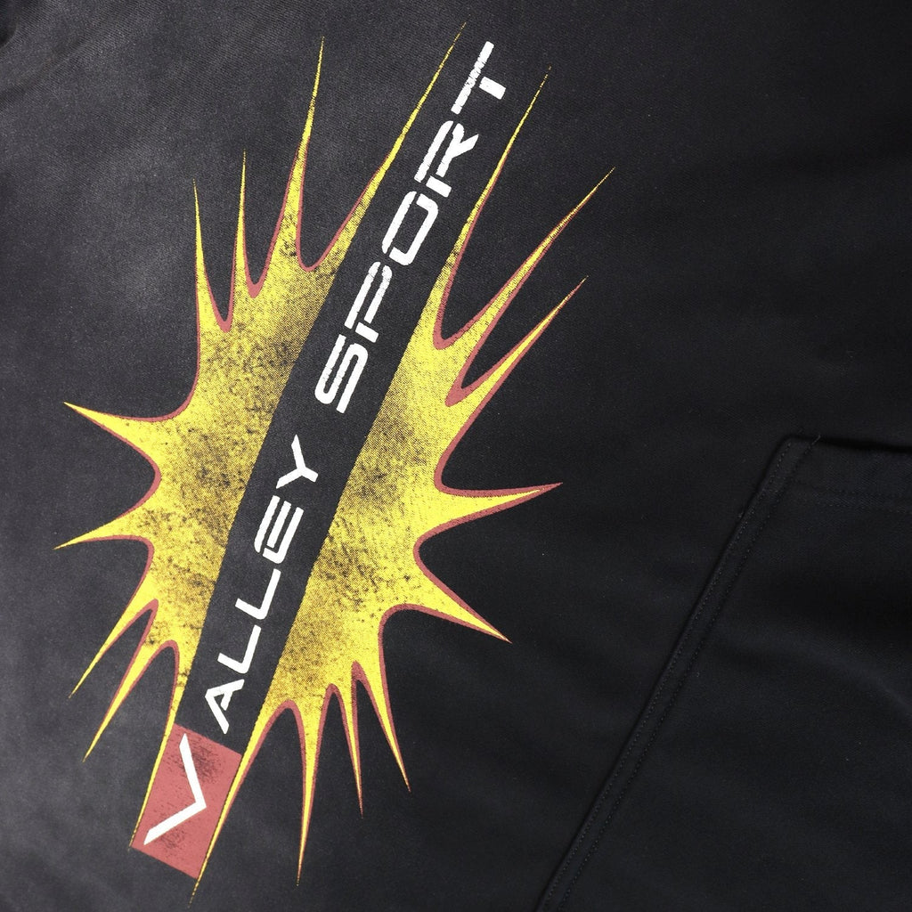 Valley Dreams Starburst Graphic Washed Black Hoodie