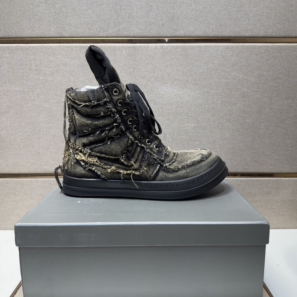 Men's Charcoal Gray and Black High-Top Sneakers