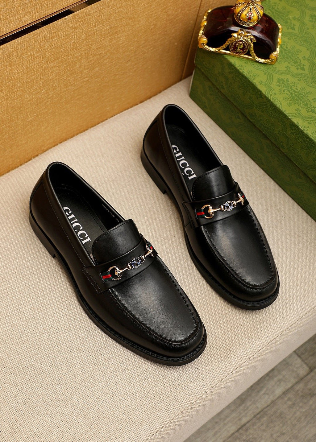 Gucci Black Web Bit Loafers