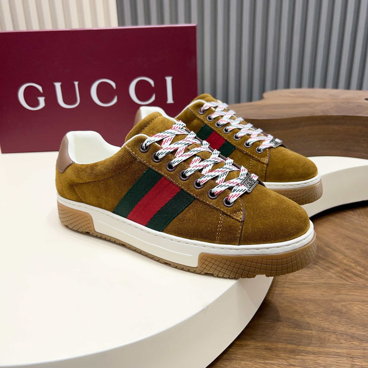 Gucci Red and Green Side Stripe Sneakers