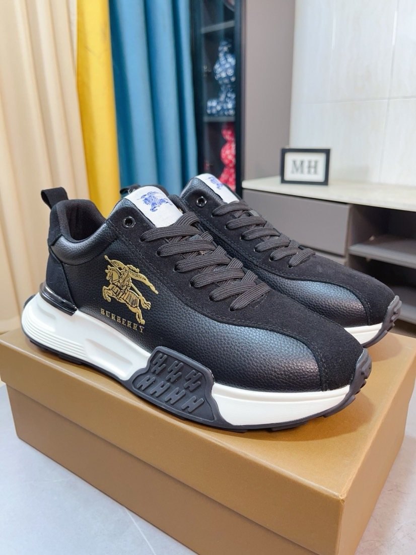 Burberry Men's Contrast-Panel Lace-Up Sneakers