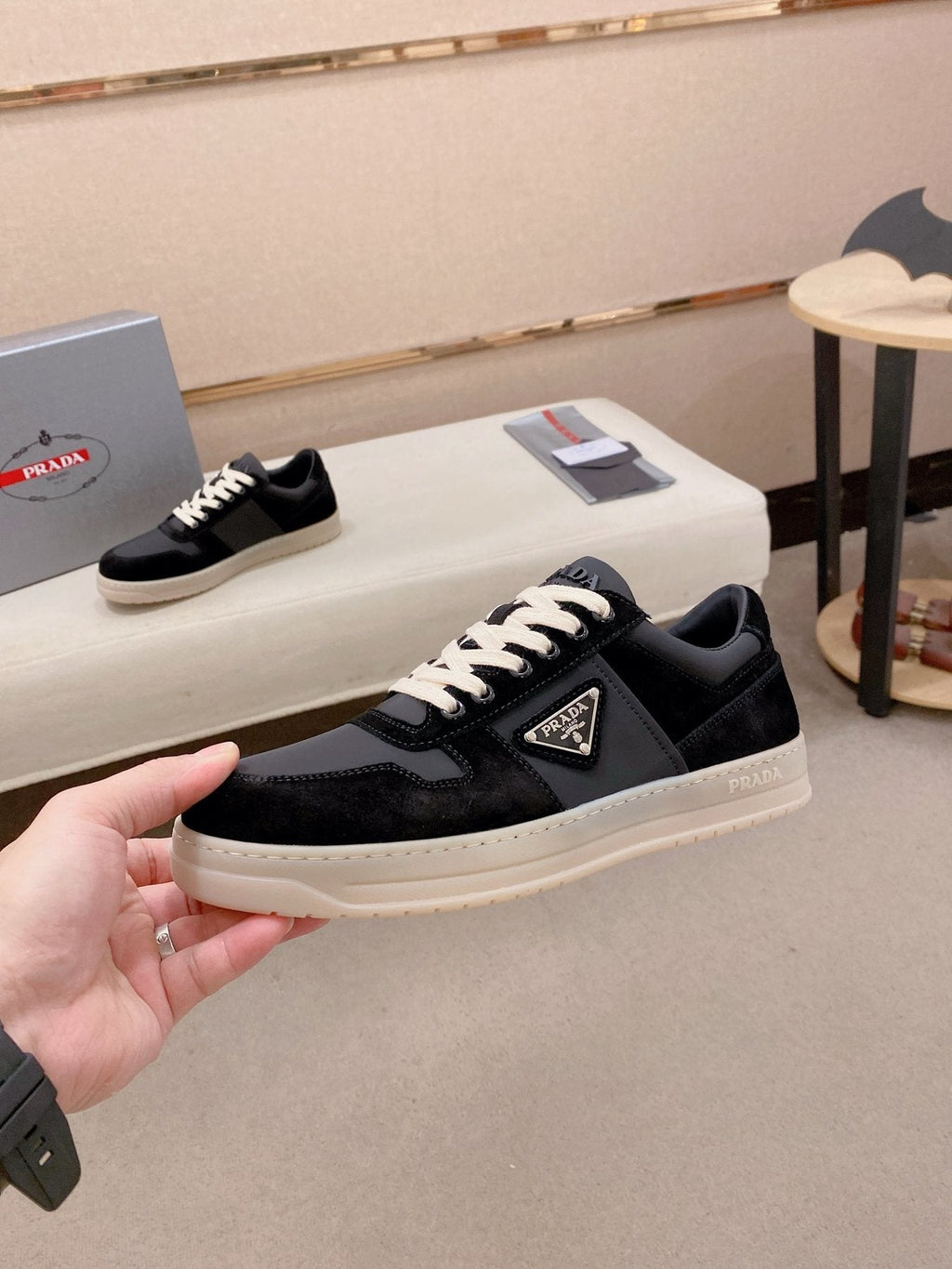 Prada Men's Panel Low-Top Sneakers - Leather Lining