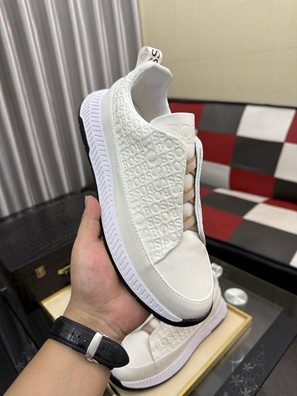 BOSS Men's Textured Slip-On Sneakers