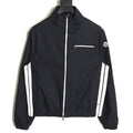 Moncler White-Stripe Stand-Collar Zip Jacket - Black